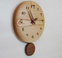 木製振り子時計　タモ丸　大