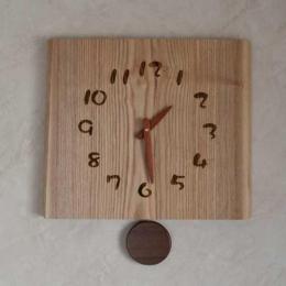 木製振り子時計 タモ角耳付き　特大