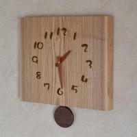 木製振り子時計 タモ角耳付き　特大