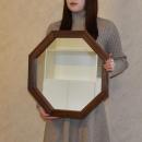 ウォールナット枠の八角ミラー　特大