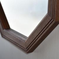 ウォールナット枠の八角ミラー　特大