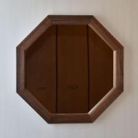 ウォールナット枠の八角ミラー　特大