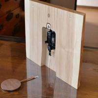 木製振り子時計 タモ角耳付き　大